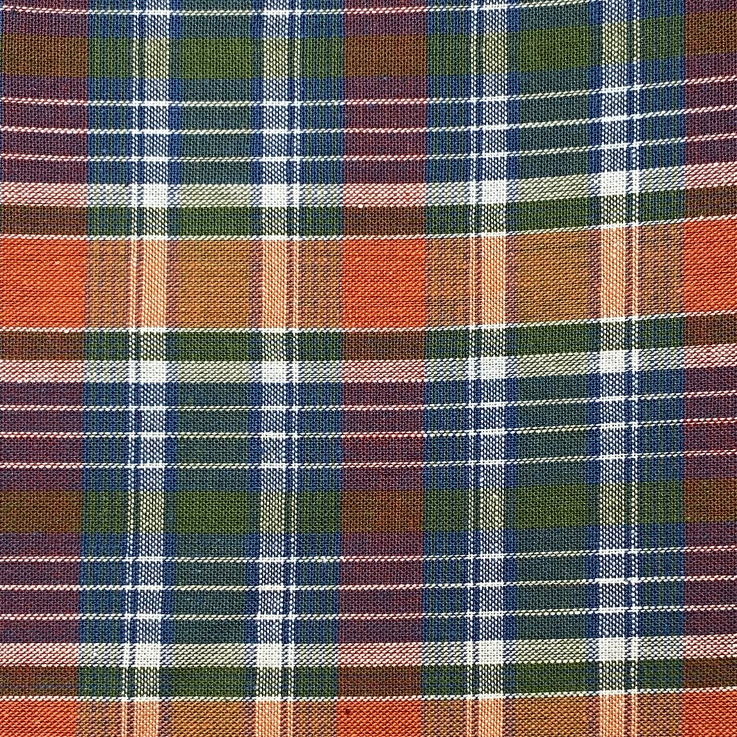 Cotton Woven Fabric Plaid- Orange and Green