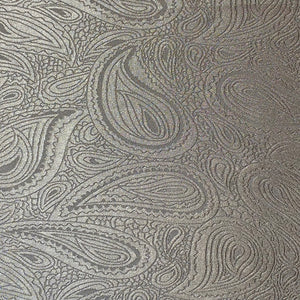 Damask Paisley Polyester Satin- Silver