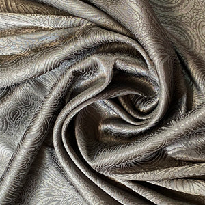 Damask Paisley Polyester Satin- Silver