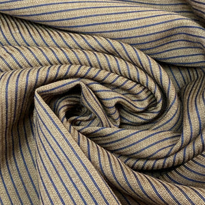 Wool Woven Fabric- Brown and Navy Stripes