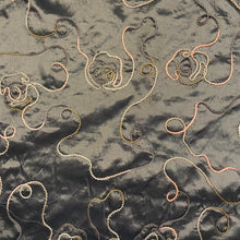 Load image into Gallery viewer, Polyester Taffeta Woven Fabric - Brown with Orange Spiral Embroidery
