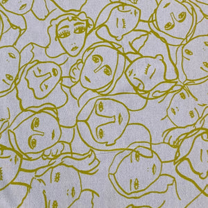 Viscose Crepe Jersey- Crowded Faces- Ochre