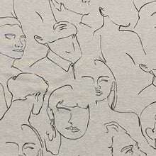 Load image into Gallery viewer, Viscose Challis Knit - Crowded Faces- Safari Shadow
