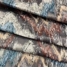Load image into Gallery viewer, Vintage Screen Printed Coated Cotton Canvas Woven Fabric- Zig Zag &amp; Paint Splatters
