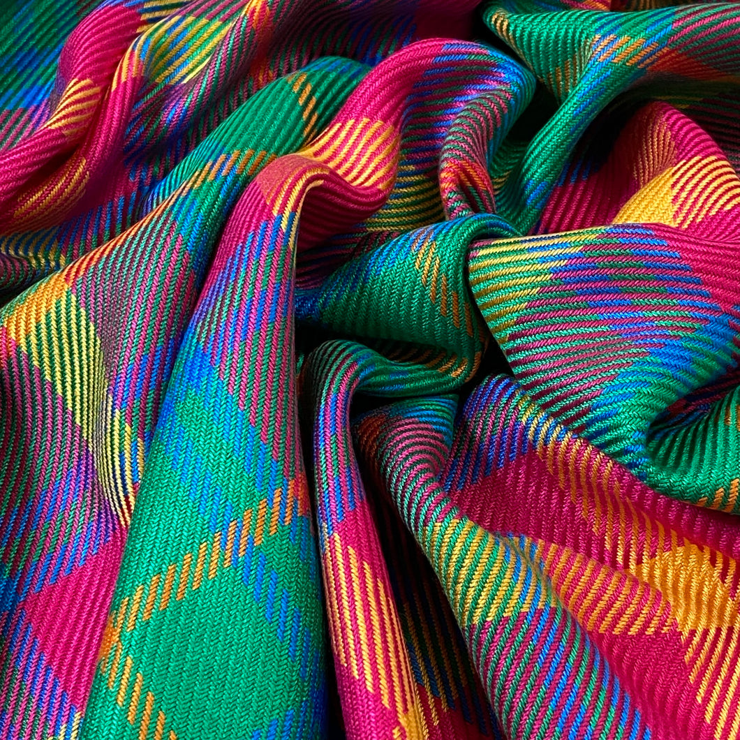 Mercerized Cotton Blend Woven - Rainbow Madras-style Check