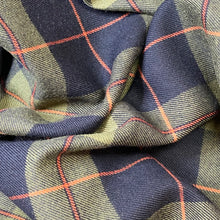 Load image into Gallery viewer, Cotton Blend Flannel Plaid- Khaki Green/ Orange
