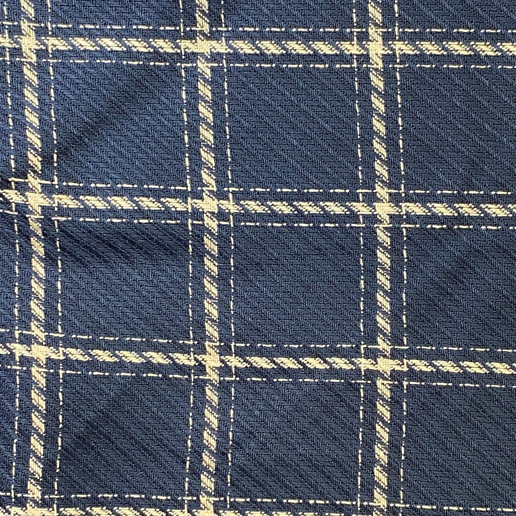 Polyester Woven Fabric - Navy/Beige Plaid