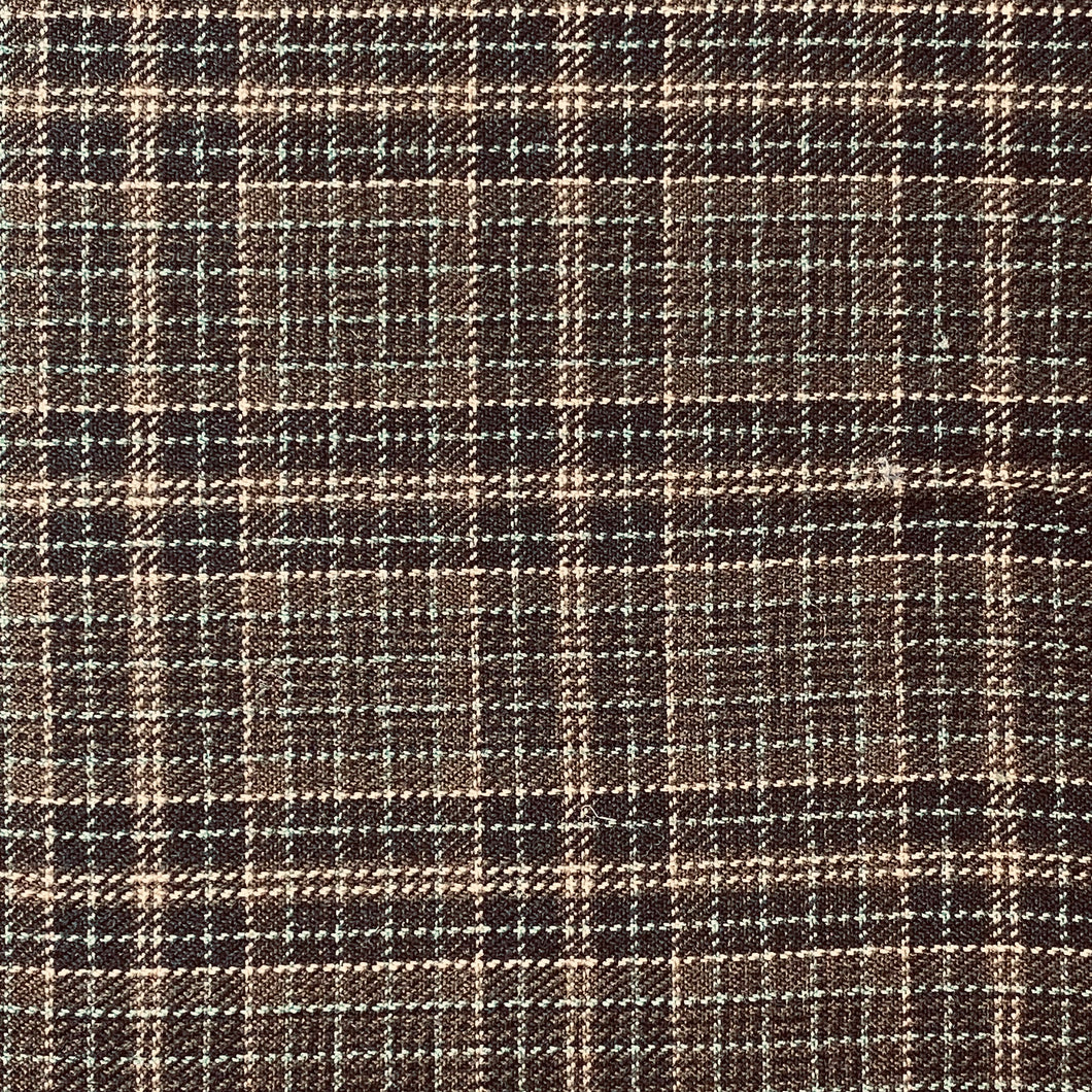 Wool-like Polyester Woven Fabric - Glen Check Plaid - Brown/Black