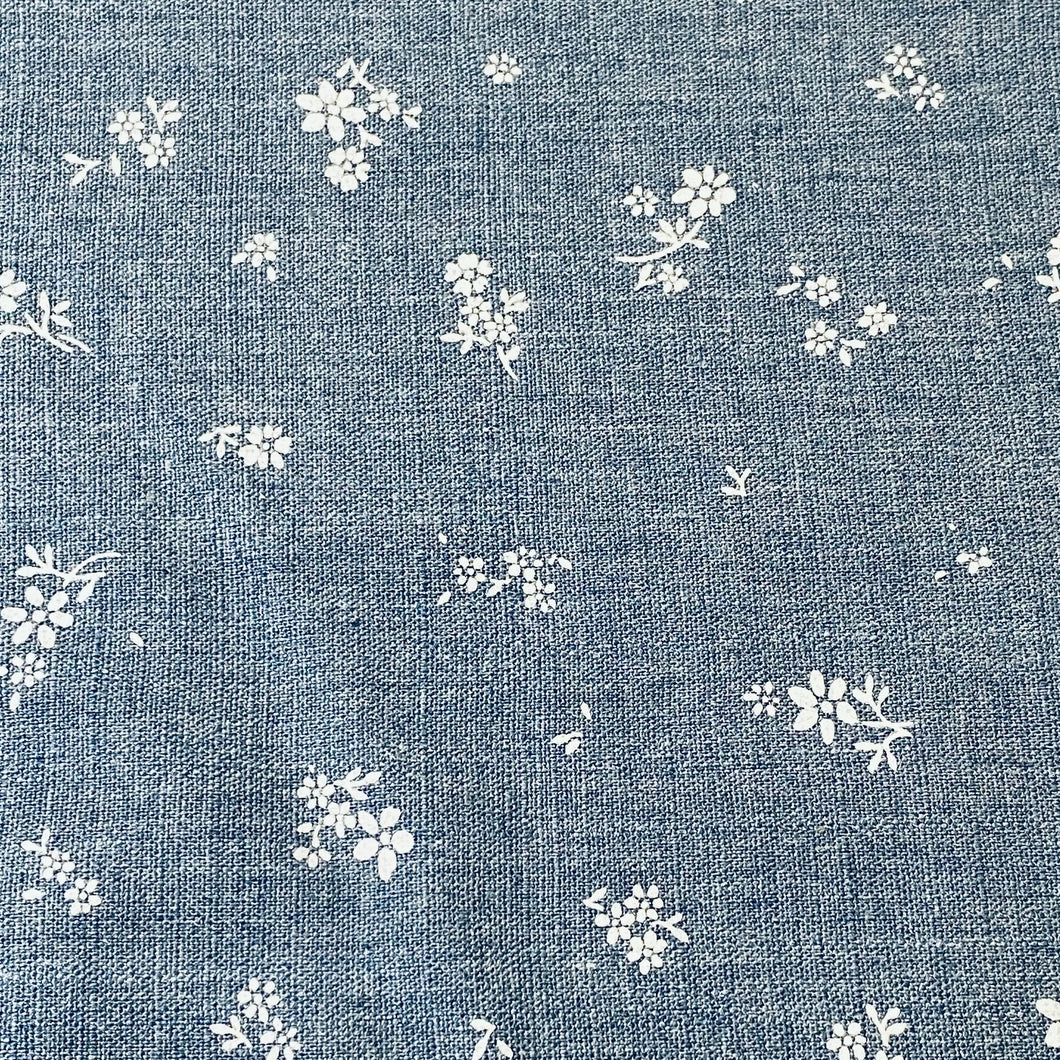 Cotton Blend - Medium Chambray - With Floral Accent