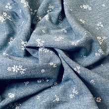 Load image into Gallery viewer, Cotton Blend - Medium Chambray - With Floral Accent

