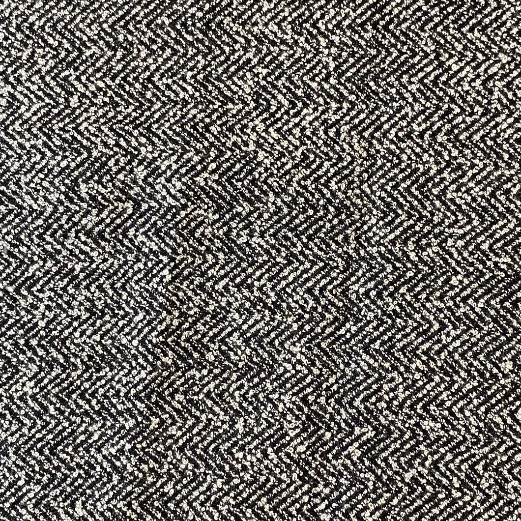 Polyester Woven Fabric - Black/White Herringbone