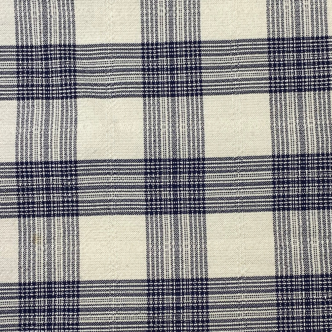 Synthetic Woven Fabric - Navy/Off-White Grid Plaid