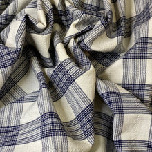 Load image into Gallery viewer, Synthetic Woven Fabric - Navy/Off-White Grid Plaid
