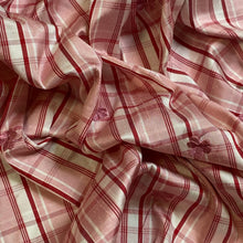 Load image into Gallery viewer, Silk Woven Fabric Plaid with Embroidered Clover Motif
