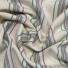 Load image into Gallery viewer, Linen Woven Fabric - Red, Green and Black Stripes

