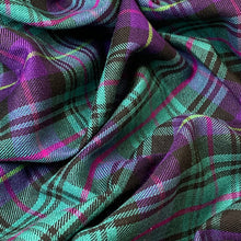 Load image into Gallery viewer, Polyester Rayon woven fabric - Purple/Pink/Teal Plaid
