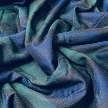 Load image into Gallery viewer, Wool Blend Flannel Plaid - Green/Blue Tartan
