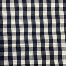 Load image into Gallery viewer, Light Cotton Broadcloth Fine Woven Fabric - Navy &amp; White Gingham
