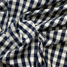 Load image into Gallery viewer, Light Cotton Broadcloth Fine Woven Fabric - Navy &amp; White Gingham
