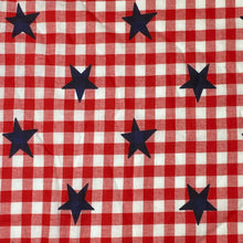 Load image into Gallery viewer, Soft Lightweight Cotton Woven Fabric - Red &amp; White Gingham with Navy Stars
