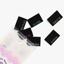 Load image into Gallery viewer, Metallic Side Seam (Black) Woven Labels | pack of 6 labels
