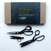 Load image into Gallery viewer, Midnight Edition Gift Set, 9” Fabric Shear, 9&quot; Pinking Shear, Thread Snip
