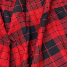 Load and play video in Gallery viewer, Wool Blend Flannel Plaid - Red/Black Tartan
