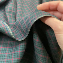 Load and play video in Gallery viewer, Wool-like Polyester Woven Fabric - Windowpane Houndstooth Plaid (Green/Black/Red)
