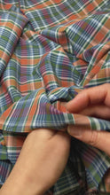 Load and play video in Gallery viewer, Cotton Woven Fabric Plaid- Orange and Green
