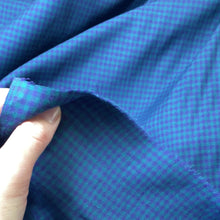 Load and play video in Gallery viewer, Cotton Blend  Woven Fabric- Teal/Purple Micro Check Plaid
