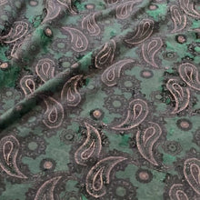 Load and play video in Gallery viewer, Paisley Print Velvet Knitted Fabric- Teal
