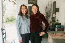Load image into Gallery viewer, Two women standing side by side. Wearing Nepali Blouses outdoors on a porch.
