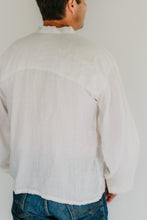 Load image into Gallery viewer, Back view of man wearing view B made in plain white cotton.  View A and C have the same back view.  View B has similar lines except for the gathered sleeves at cuffs
