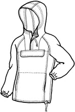 Load image into Gallery viewer, Pen an ink drawing of short anorak sewing pattern.
