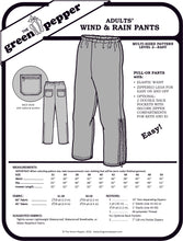 Load image into Gallery viewer, cover for the adult wind and rain pants sewing pattern.
