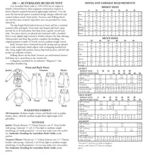Load image into Gallery viewer, Photo of back cover of pattern. Shows size and yardage charts, views and descriptions, and fabric suggestions.
