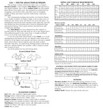 Load image into Gallery viewer, Photo of back cover shows size and yardage chart. Includes fabric suggestions and description.
