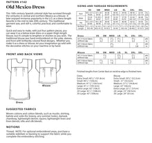 Load image into Gallery viewer, Photo of back of pattern cover.  Cover shows description of pattern, views, fabric suggestions, and size and yardage charts.
