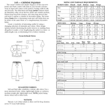 Load image into Gallery viewer, Photo of back cover shows size and yardage chart.  Includes fabric suggestions and description.
