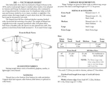 Load image into Gallery viewer, Photo of back of pattern cover. Cover shows description of pattern, views, fabric suggestions, and size and yardage charts.
