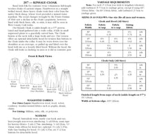 Load image into Gallery viewer, Photo of back cover showing yardage charts and size chart.  Fabric suggestions are included.
