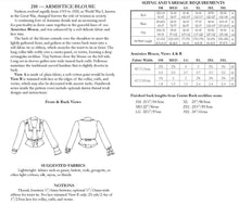 Load image into Gallery viewer, Photo of back cover showing yardage charts and size chart.  Fabric suggestions are included.
