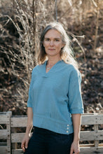 Load image into Gallery viewer, A white woman standing outside wearing the 211 Two Middies v-neck.
