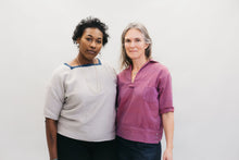 Load image into Gallery viewer, Two women , one African American wearing the square neck and a white woman wearing the v-neck 211 two Middies
