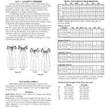 Load image into Gallery viewer, Photo of back cover shows size and yardage chart.  Includes fabric suggestions and description.
