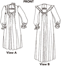 Load image into Gallery viewer, Line drawings of front of both gown views

