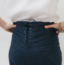 Load image into Gallery viewer, Back view of 229 sailor pants laced up.

