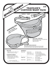 Load image into Gallery viewer, Image of the cover of the Traveler's Contour Waist Pack sewing pattern.
