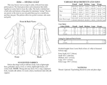 Load image into Gallery viewer, back of pattern envelope with description, line drawings, fabric suggestions, and sizing chart
