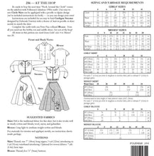 Load image into Gallery viewer, back of pattern envelope with description, line drawings, fabric suggestions, and sizing chart
